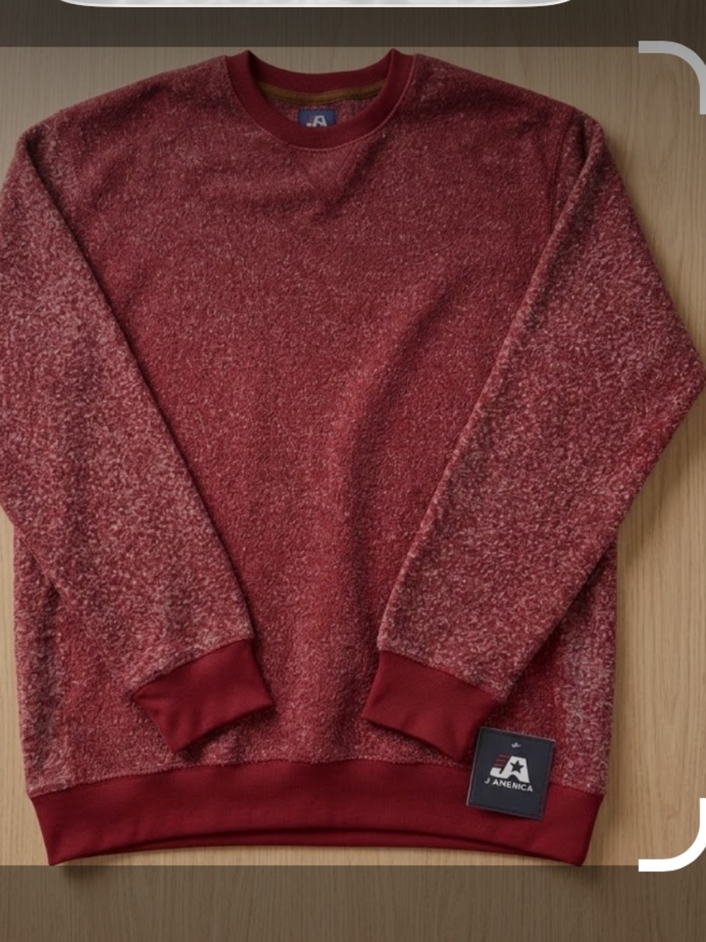 J. America Men's Crewneck Sweatshirt- Heathered Red